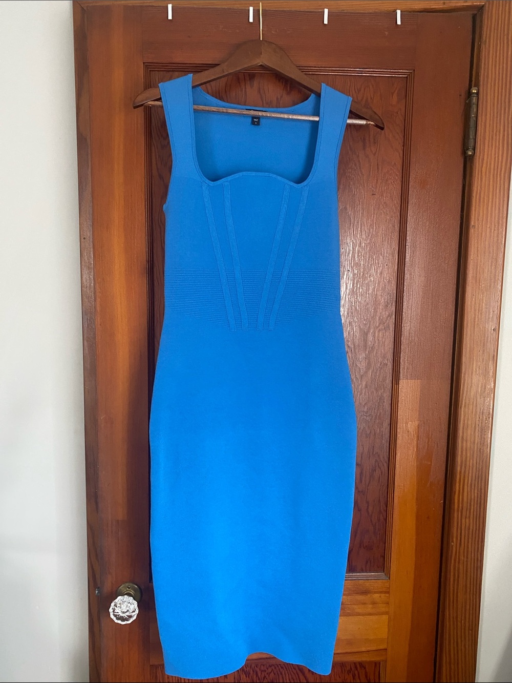 Express Eletric Blue Sleeveless Midi Bodycon Dress